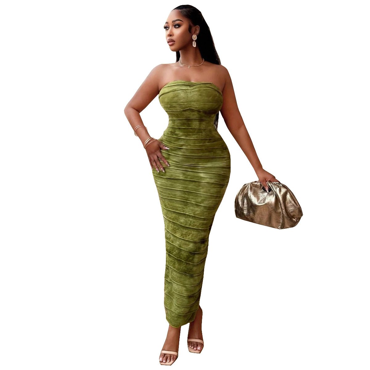Open-back Tie-dyed European And American Tube Top Dresses - Image 3