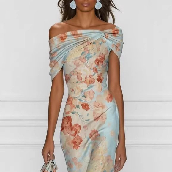 Floral Elegant Long Casual Dress For Women - Image 2