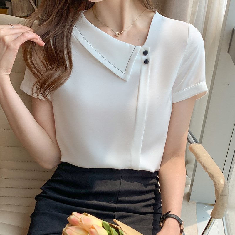 Women's V-neck Chiffon Top Slimming Western-style Shirt - Image 2