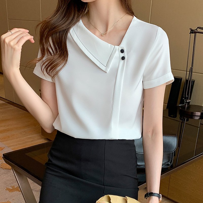 Women's V-neck Chiffon Top Slimming Western-style Shirt