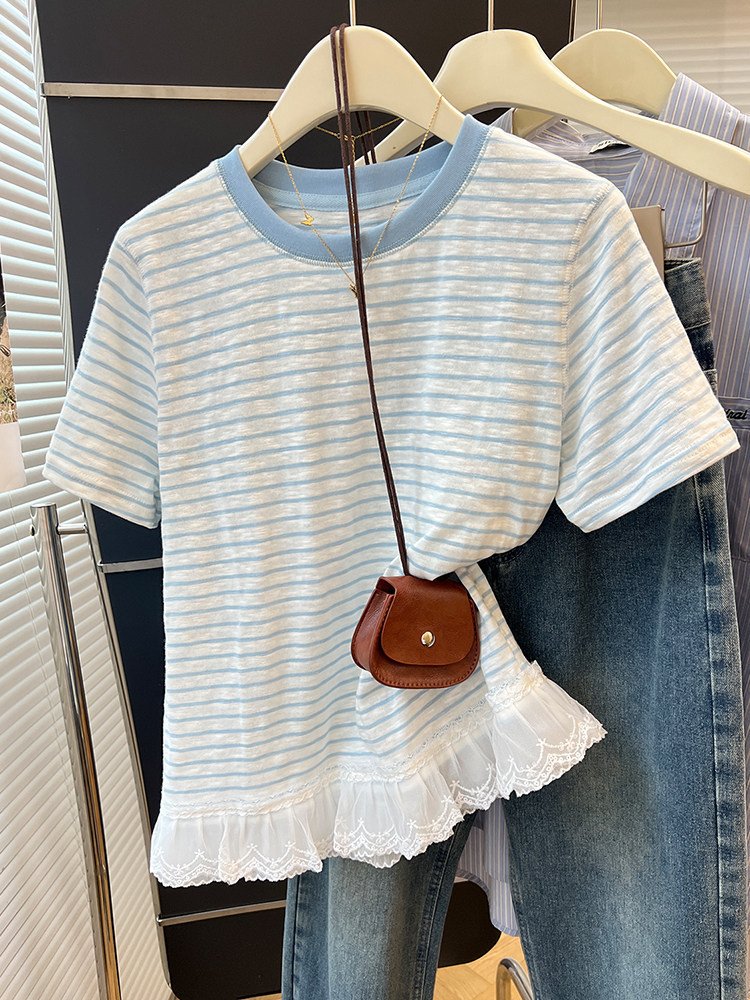 Summer Fashion Super Beautiful Unique Stripedplaid Tops - Image 3
